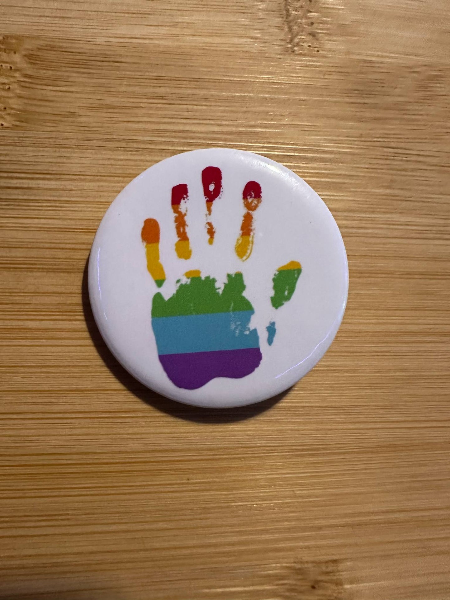 Rainbow Handprint White Pin