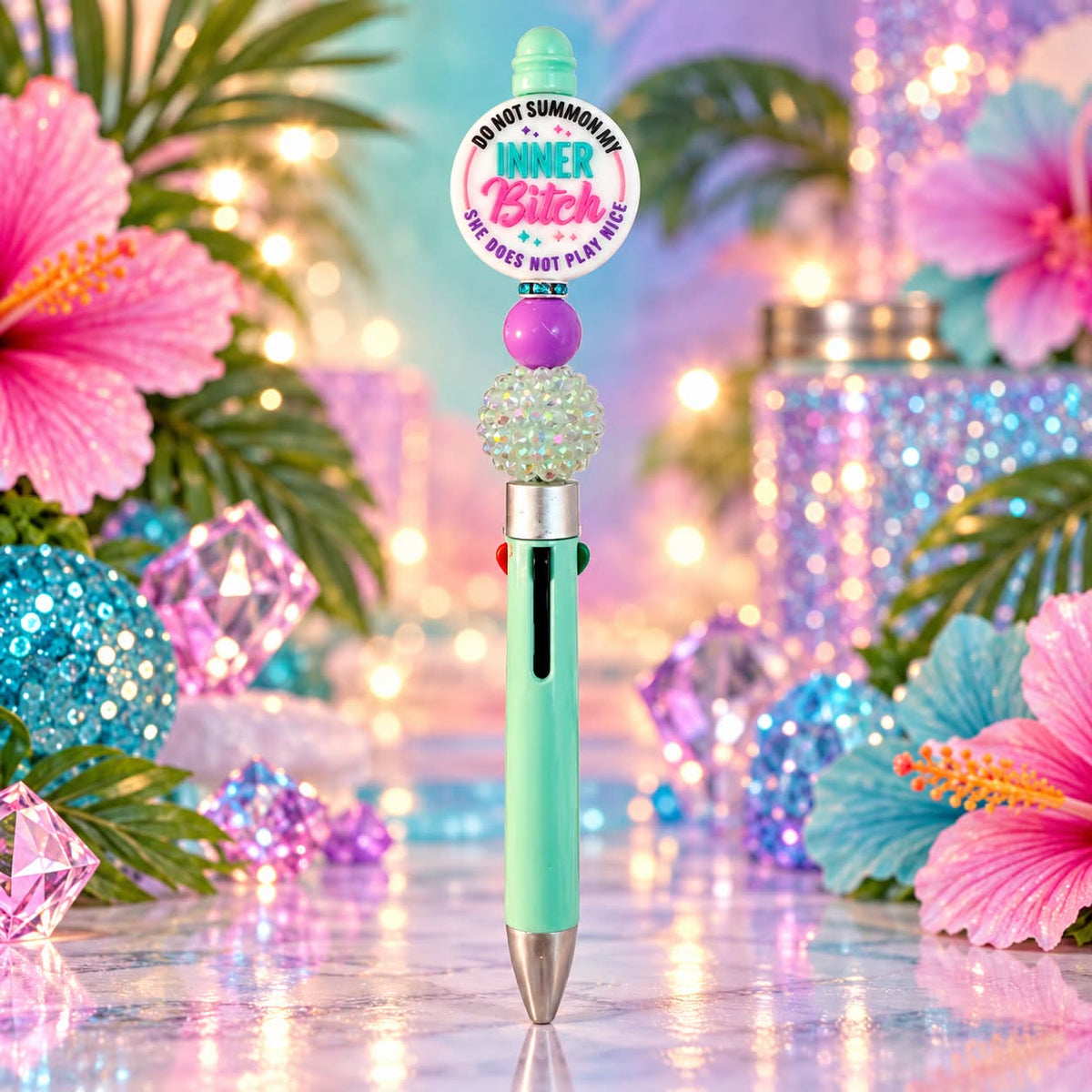 Inner B*tch Teal - Multi-Color Beaded Pen