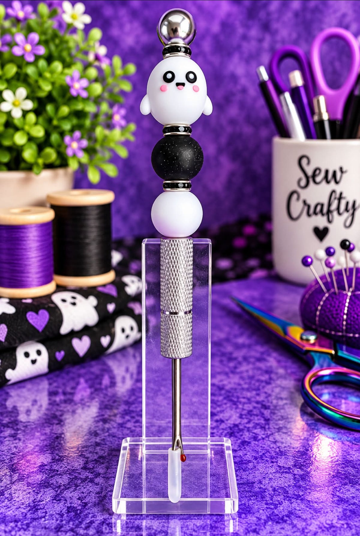 Cute Ghost Guy - Beaded Seam Ripper