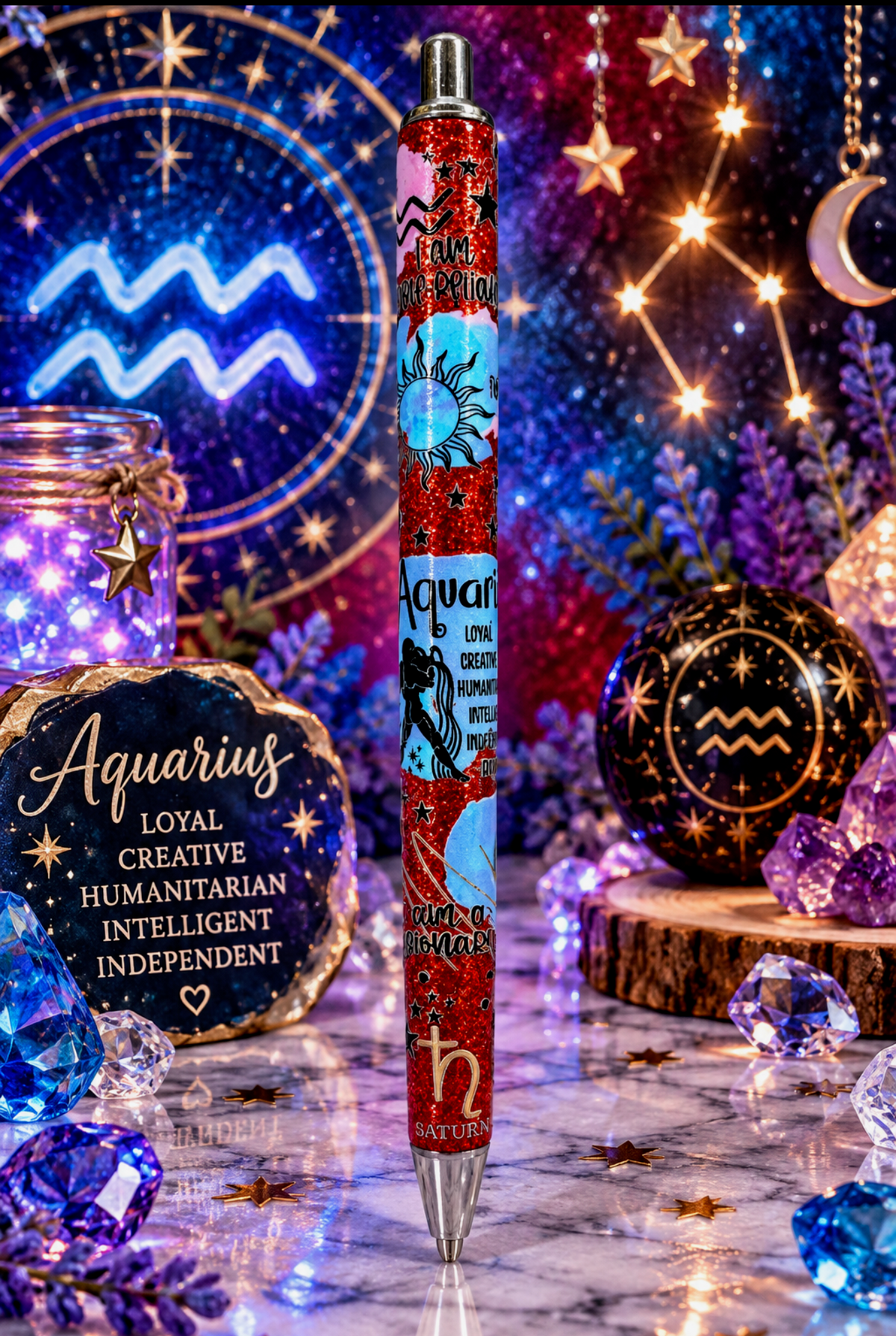 Aquarius Zodiac - Glitter Pen