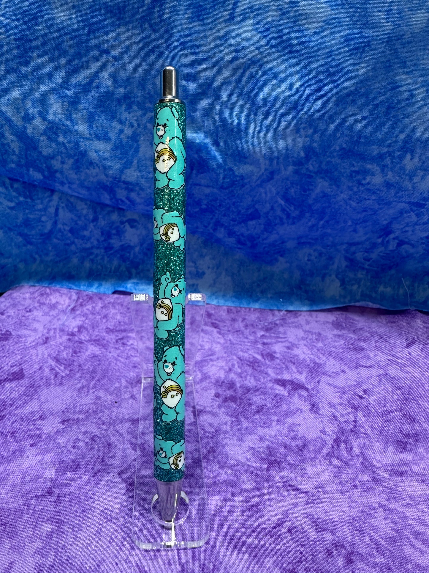 Blue Glittery Cute Bear - Glittery Pen