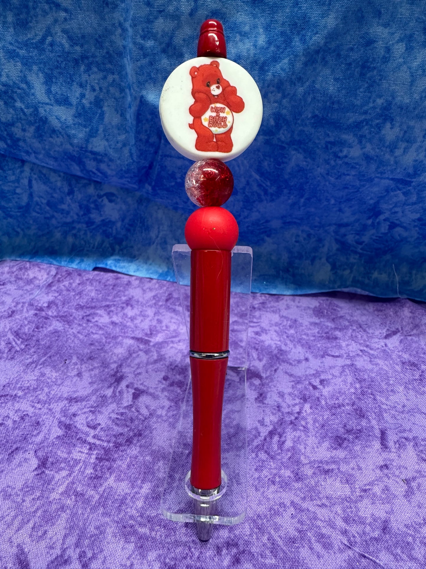 Cute Red Bear - Beaded Pen
