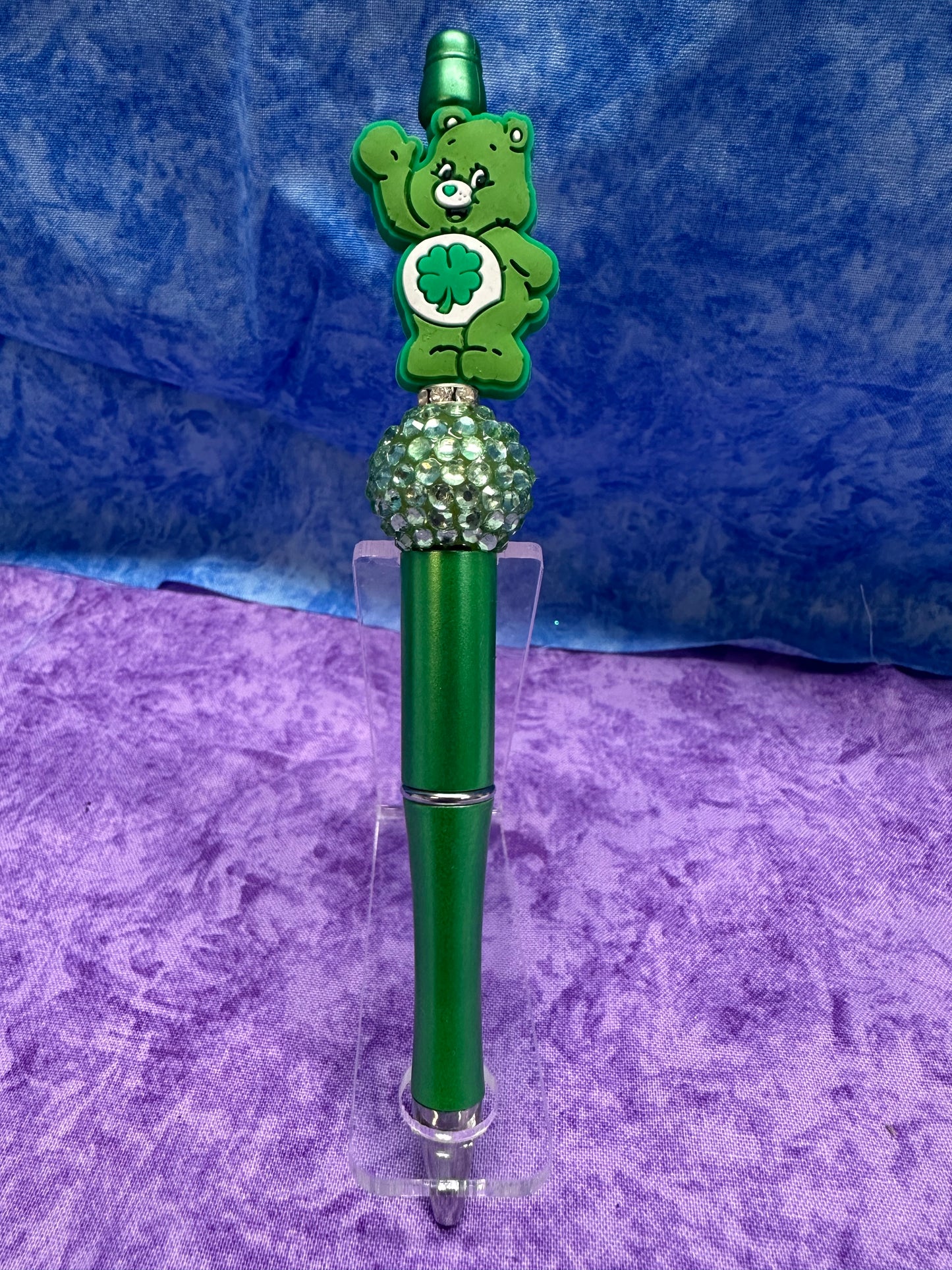 Green Lucky Cute Bear - Beaded Pen