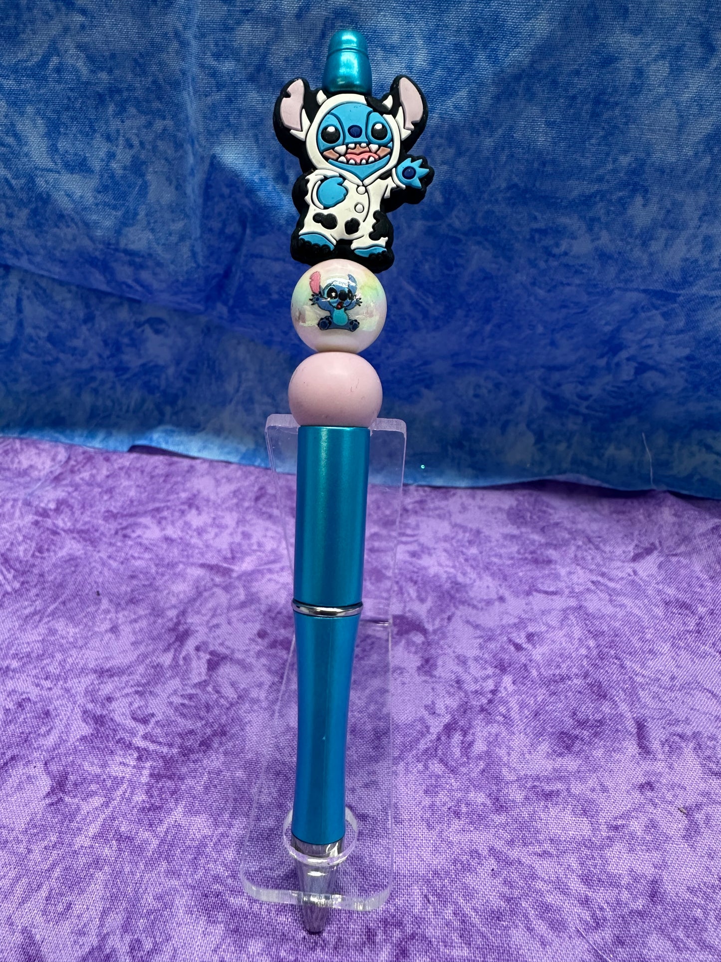 Cute Blue Alien Cow - Beaded Pen