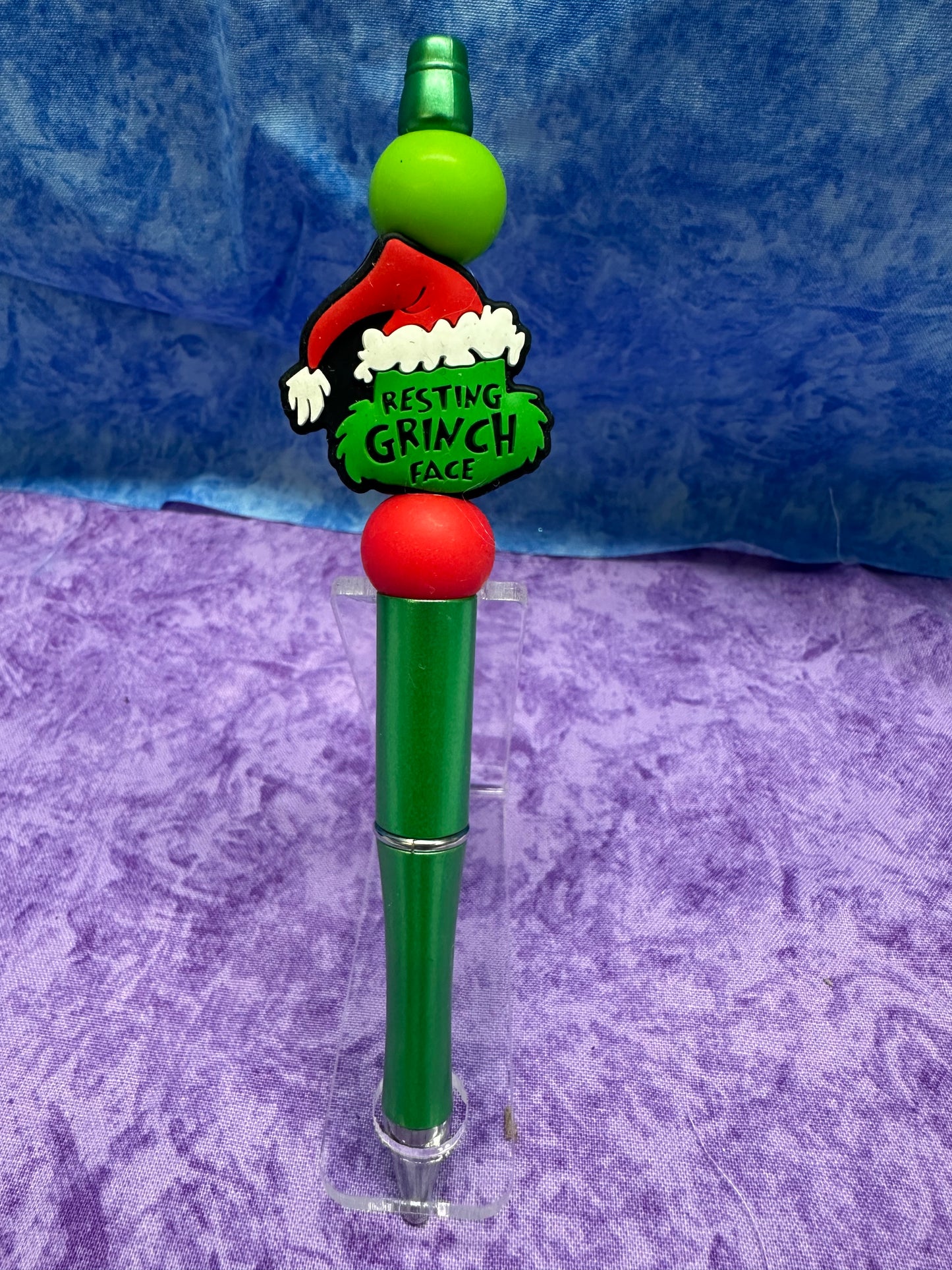 Green Grumpy Guy Christmas Green - Beaded Pen
