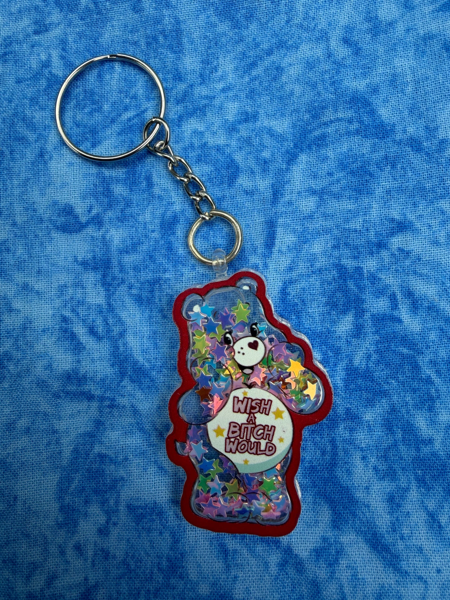 Wish a b*tch would bear - glitter keychain