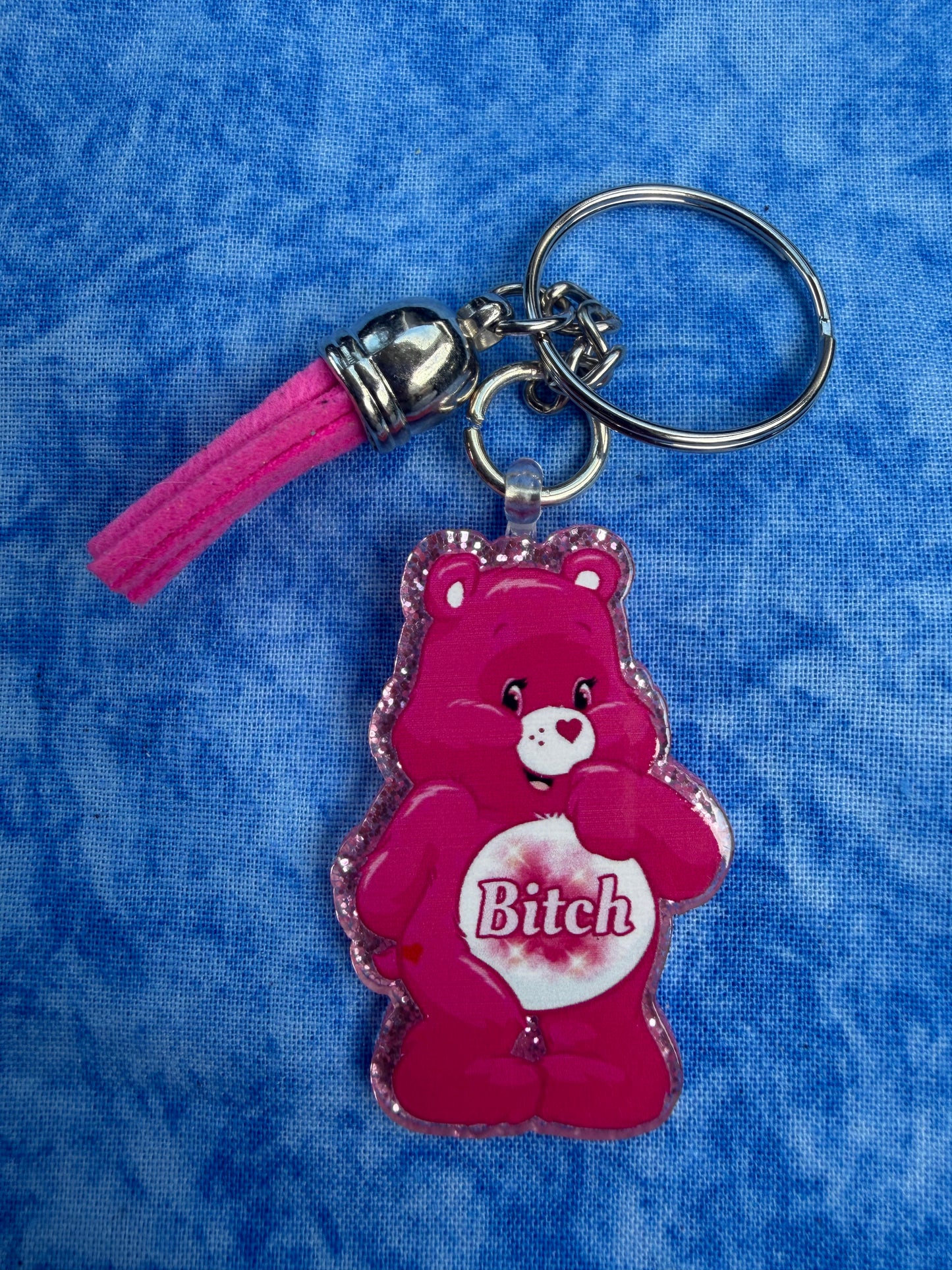 B*tch Cute Pink Bear - Acrylic Keychain