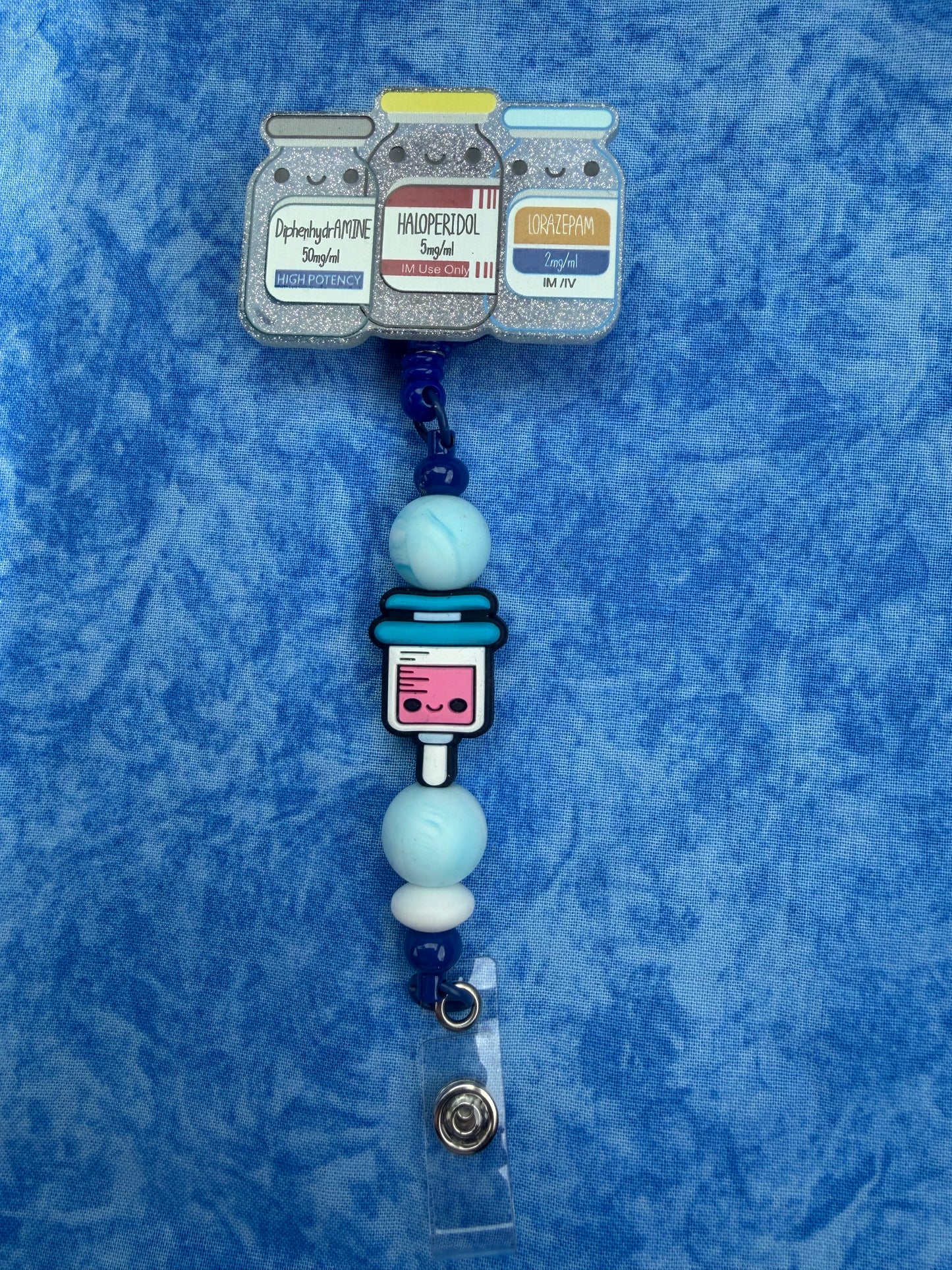 Happy Meds - Beaded Badge Reel