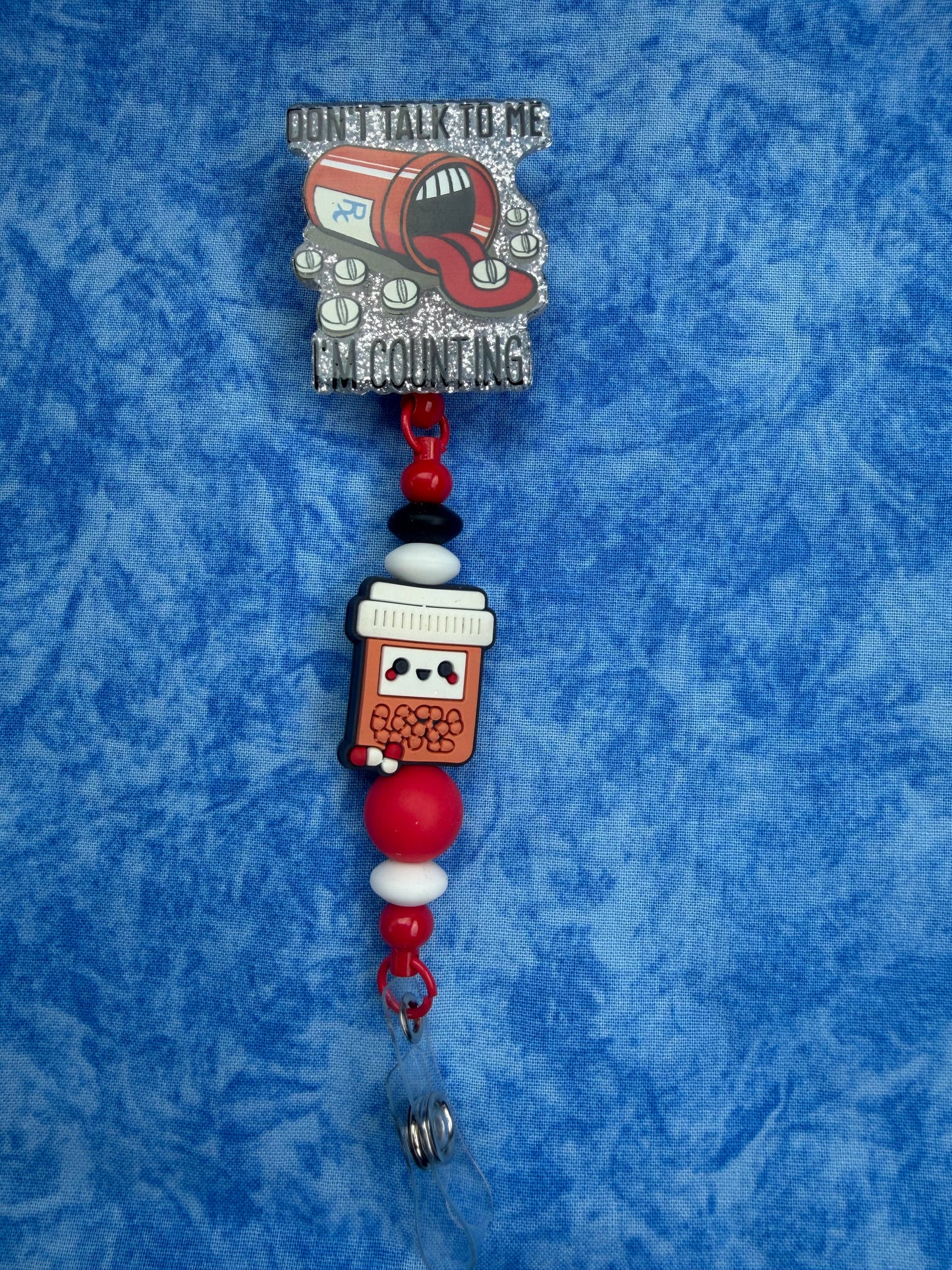 Don’t Talk To Me, I’m Counting Black & Red - Beaded Badge Reel