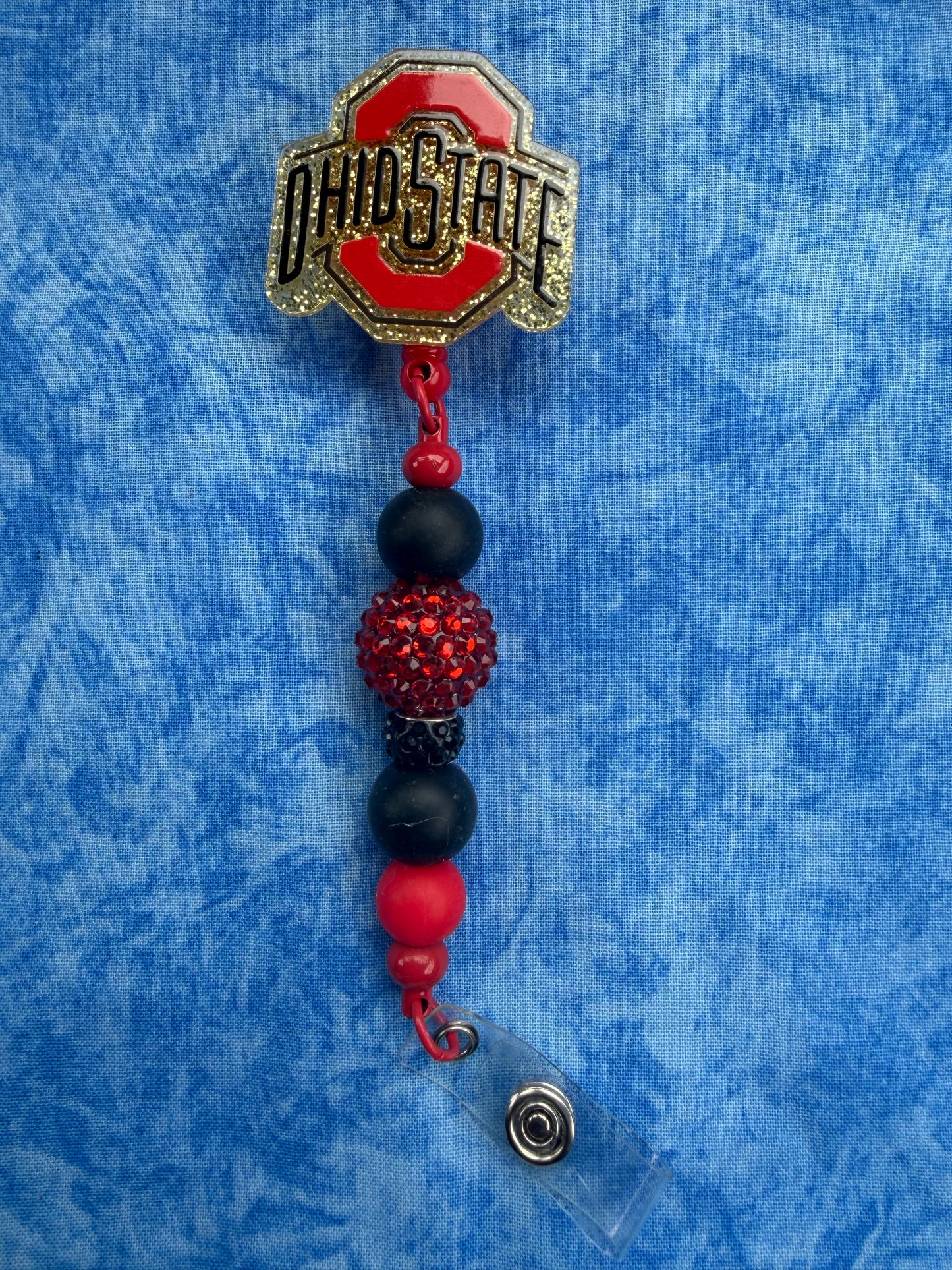 Sports Team Black & Red - Beaded Badge Reel