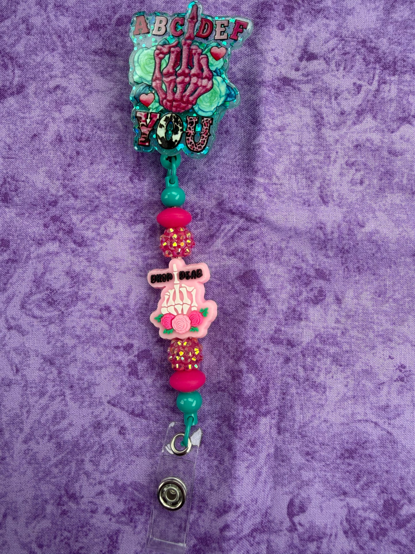 Skeleton hand - Beaded Badge Reel