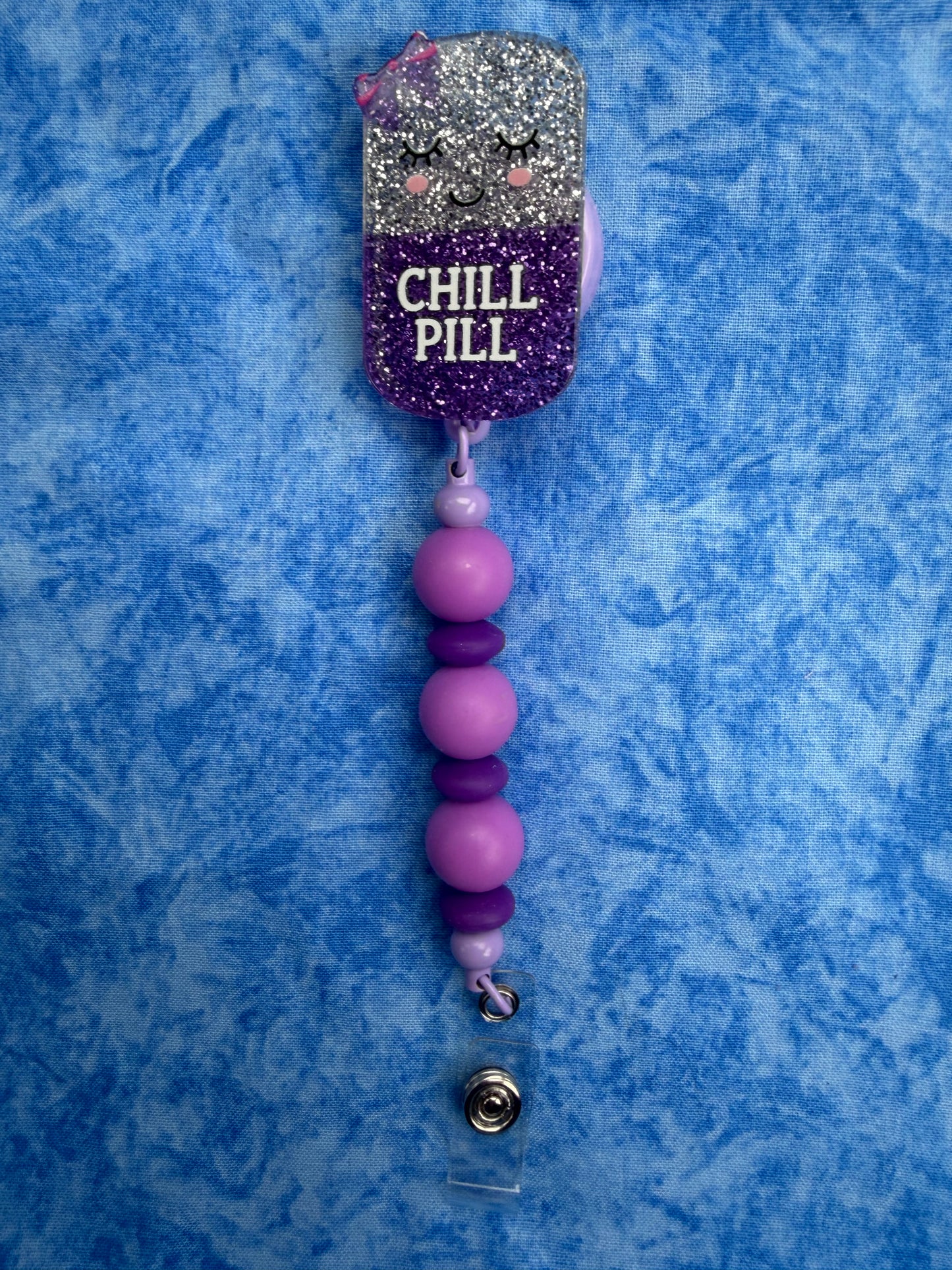Chill Pill Purple - Beaded Badge Reel