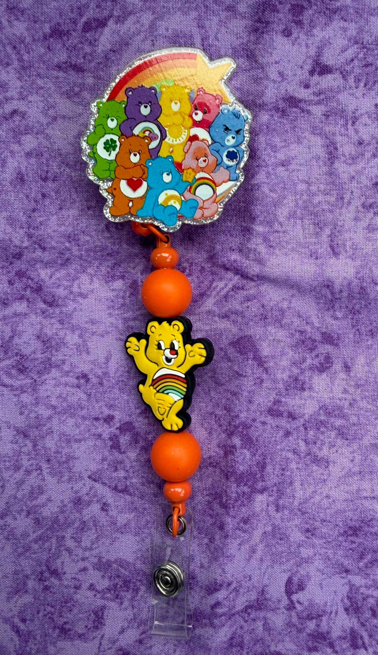 Cute Yellow Bear Orange - Beaded Badge Reel