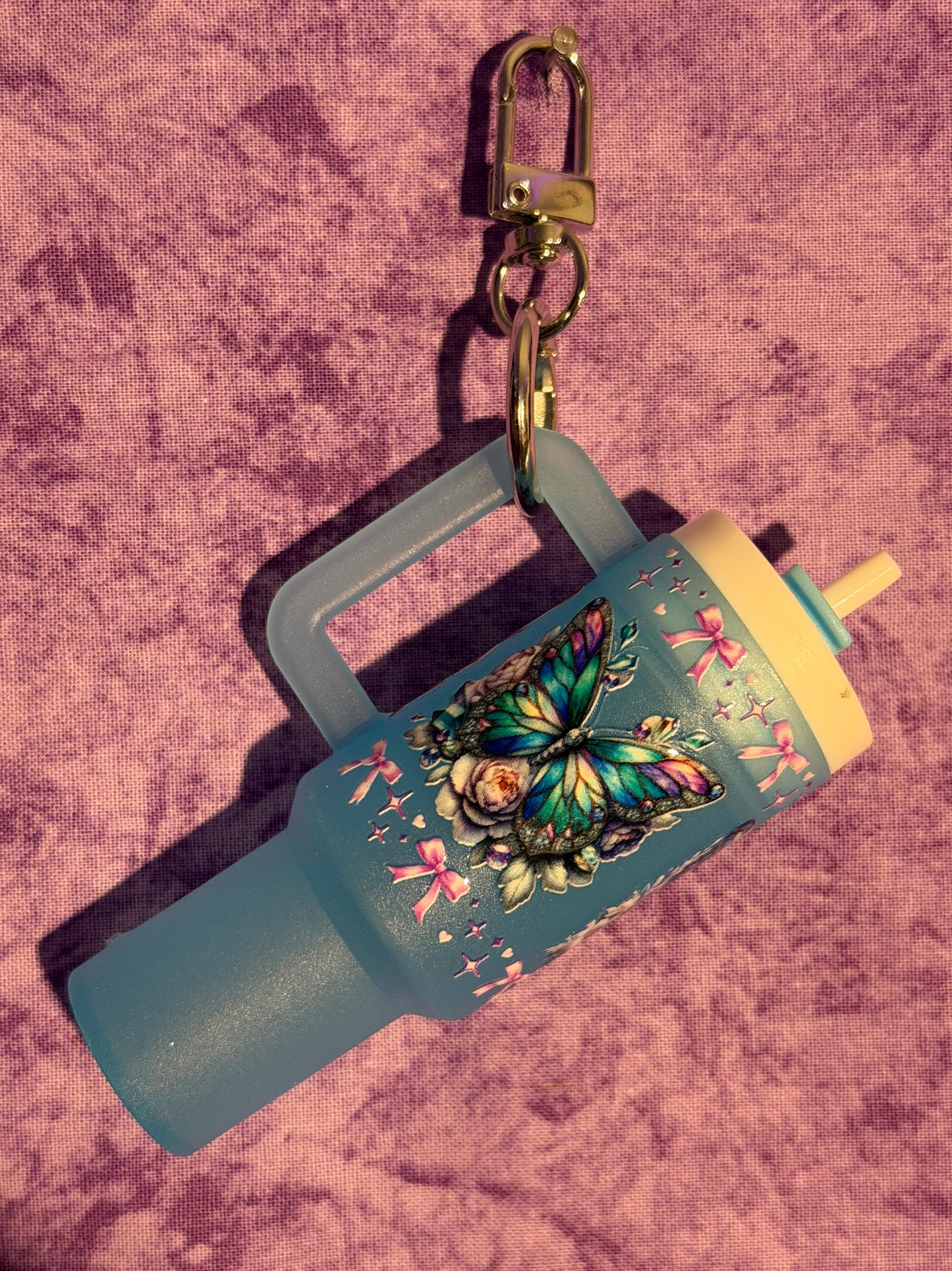 Butterflies & ribbons - mini tumbler keychain
