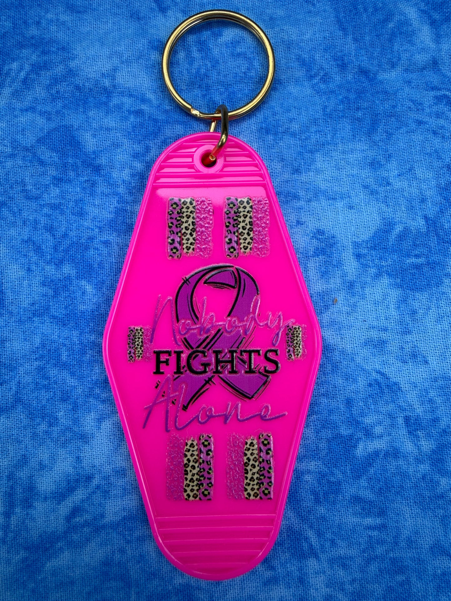 Nobody Fights Cancer Alone Hot Pink - Hotel Keychain