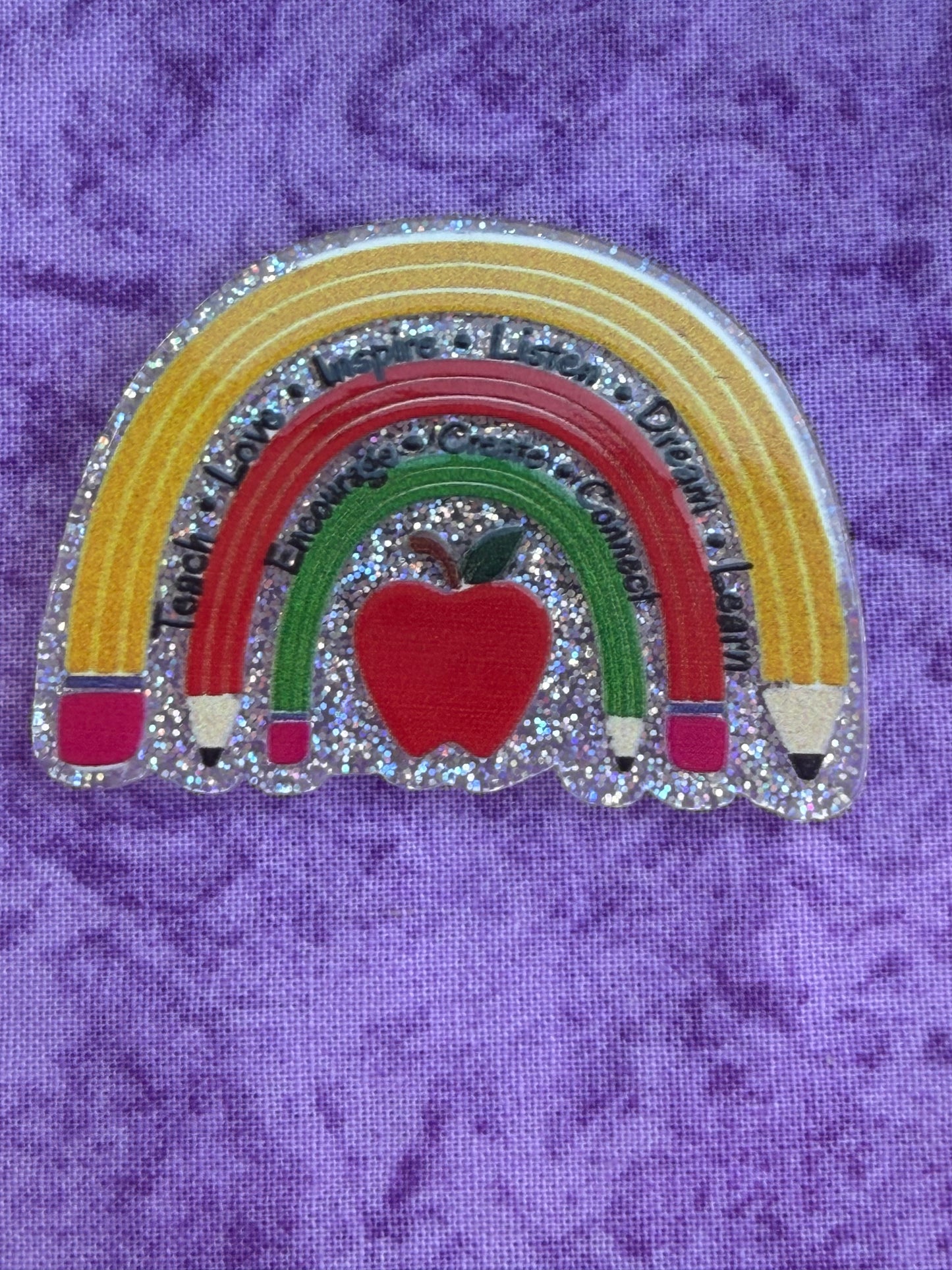 Teacher Pencil Rainbow - Acrylic Magnet