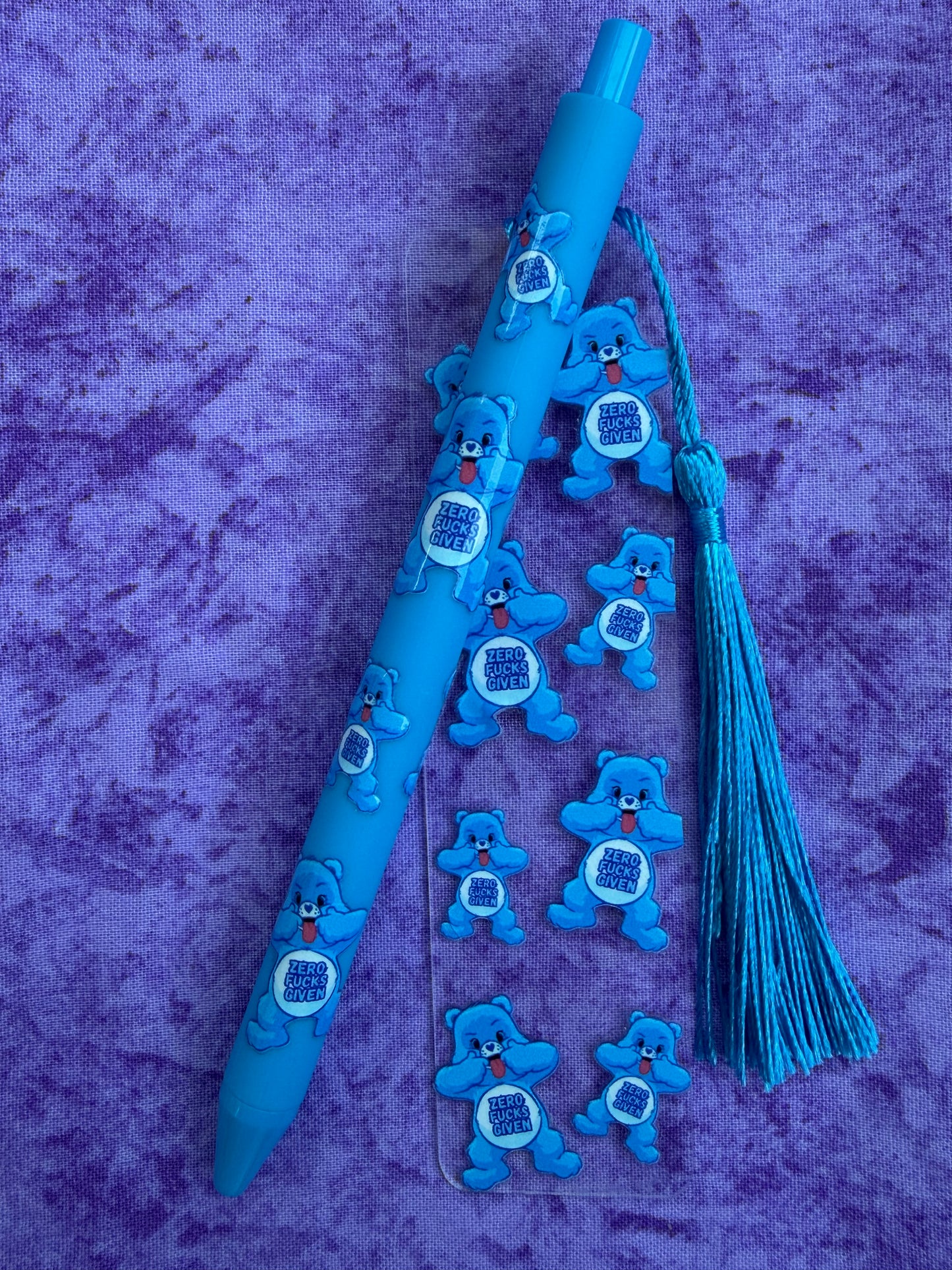 Swear Bears Zero F*^cks Given Blue Emotion Kids Blue - Pen And Bookmark Set