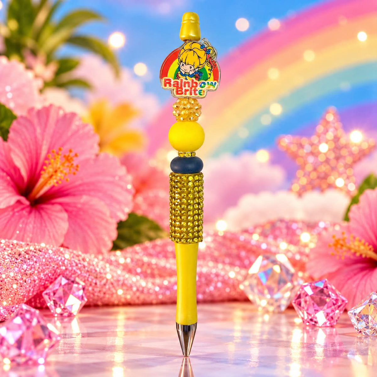 Happy Yellow Girl - Beaded Pen