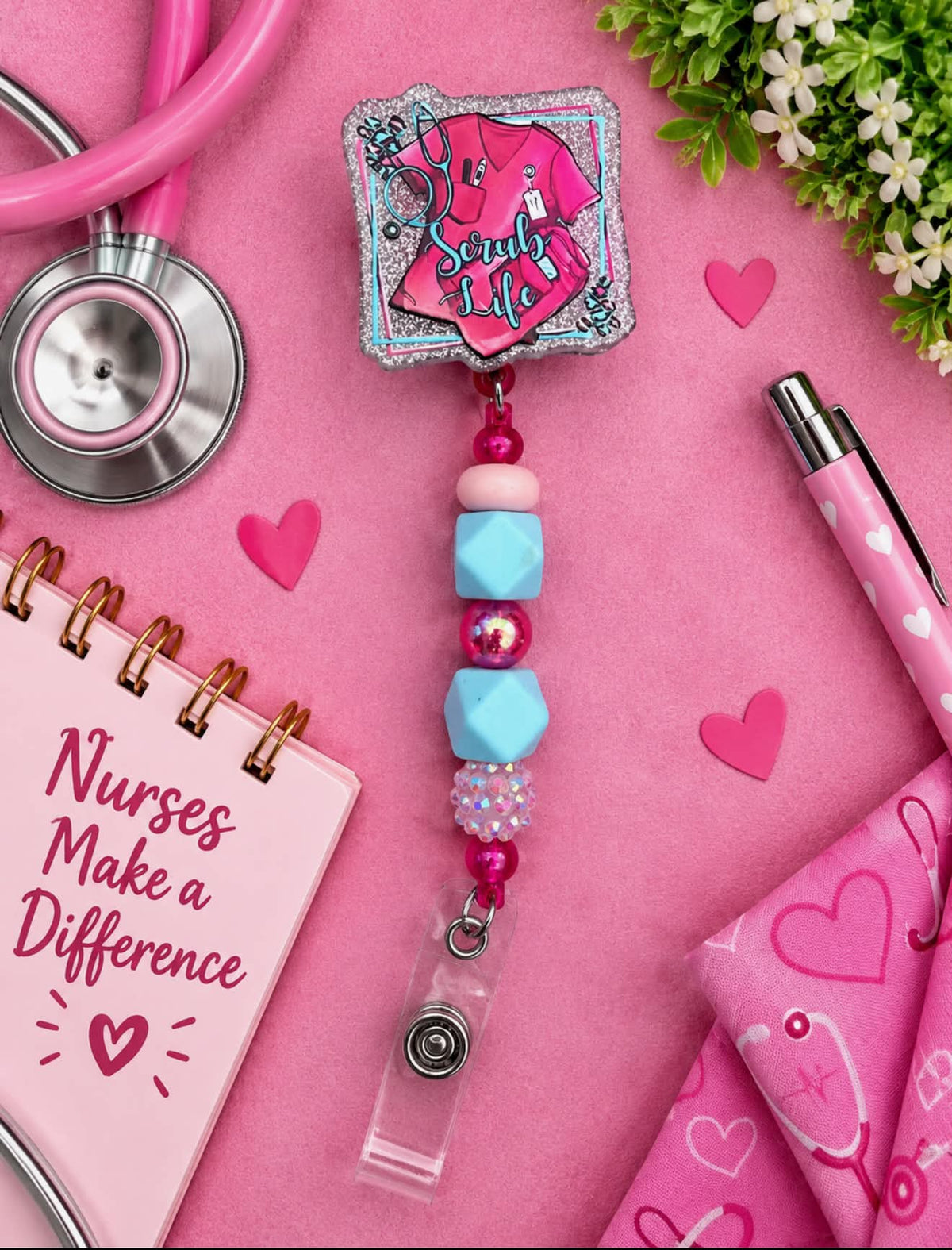 Scrub Life - Beaded Badge Reel