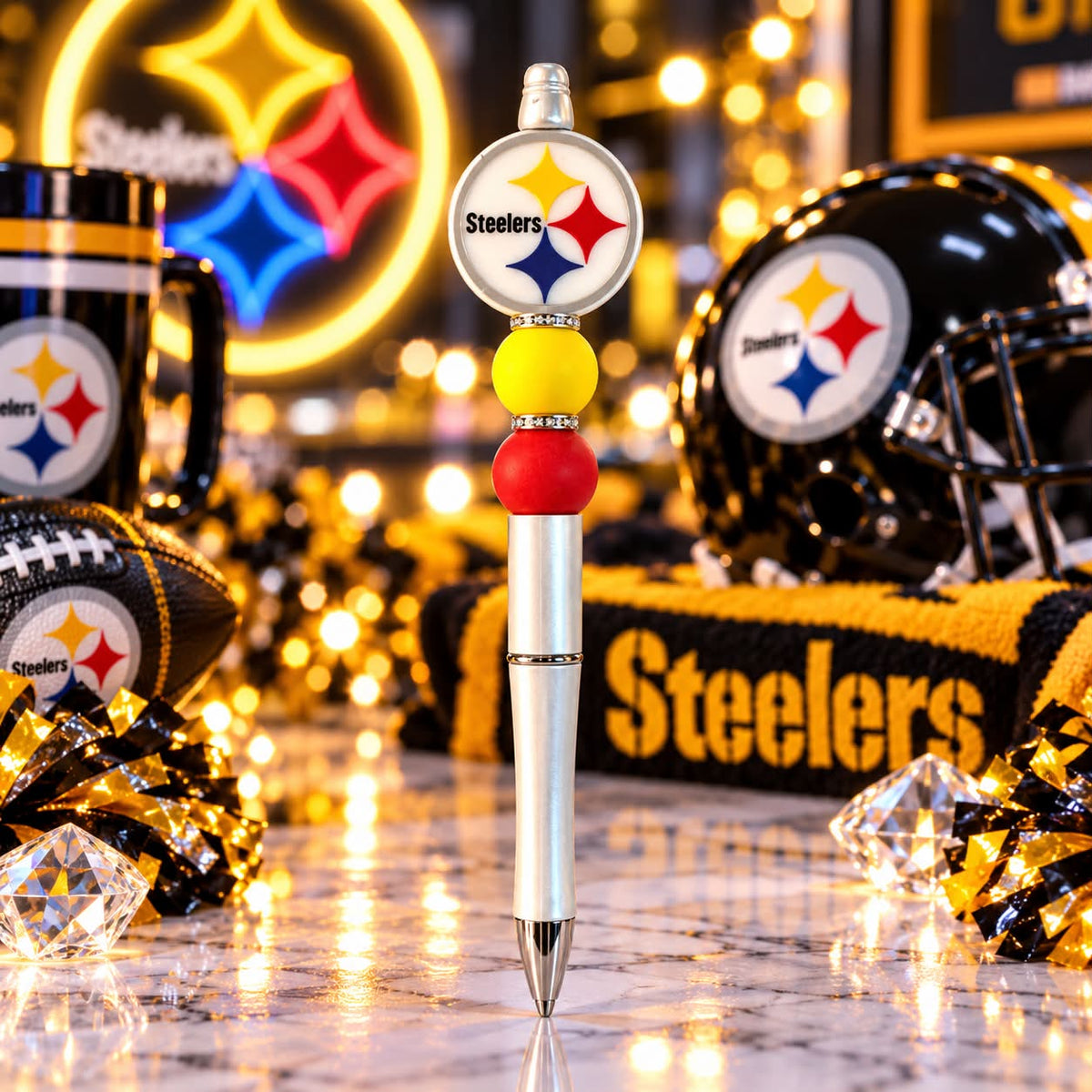 Pro Team White - Beaded Pen