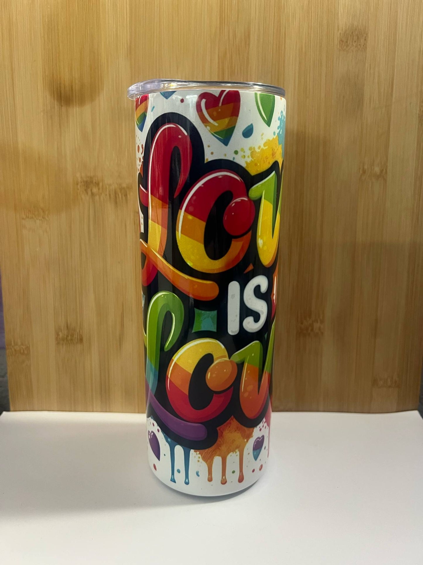 Get your Glady's love is love pride cup! Insulated Stainless Steel 20 oz Tumbler with Glady's Signature!