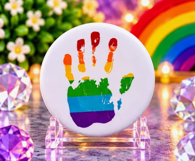 Rainbow Handprint White Pin