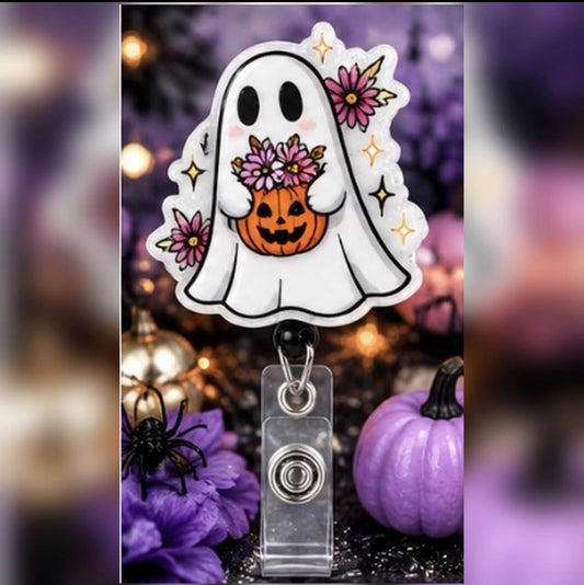 Ghost & Pumpkin - Acrylic Badge Reel