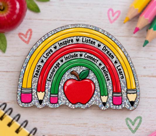 Teacher Pencil Rainbow - Acrylic Magnet