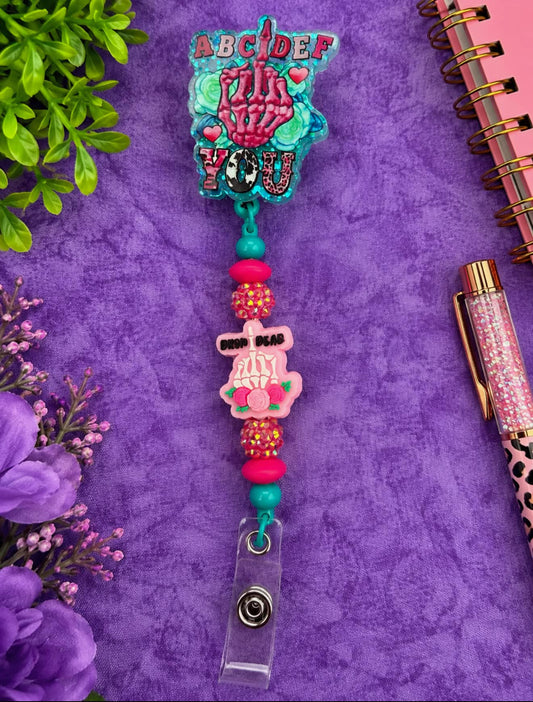 Skeleton hand - Beaded Badge Reel