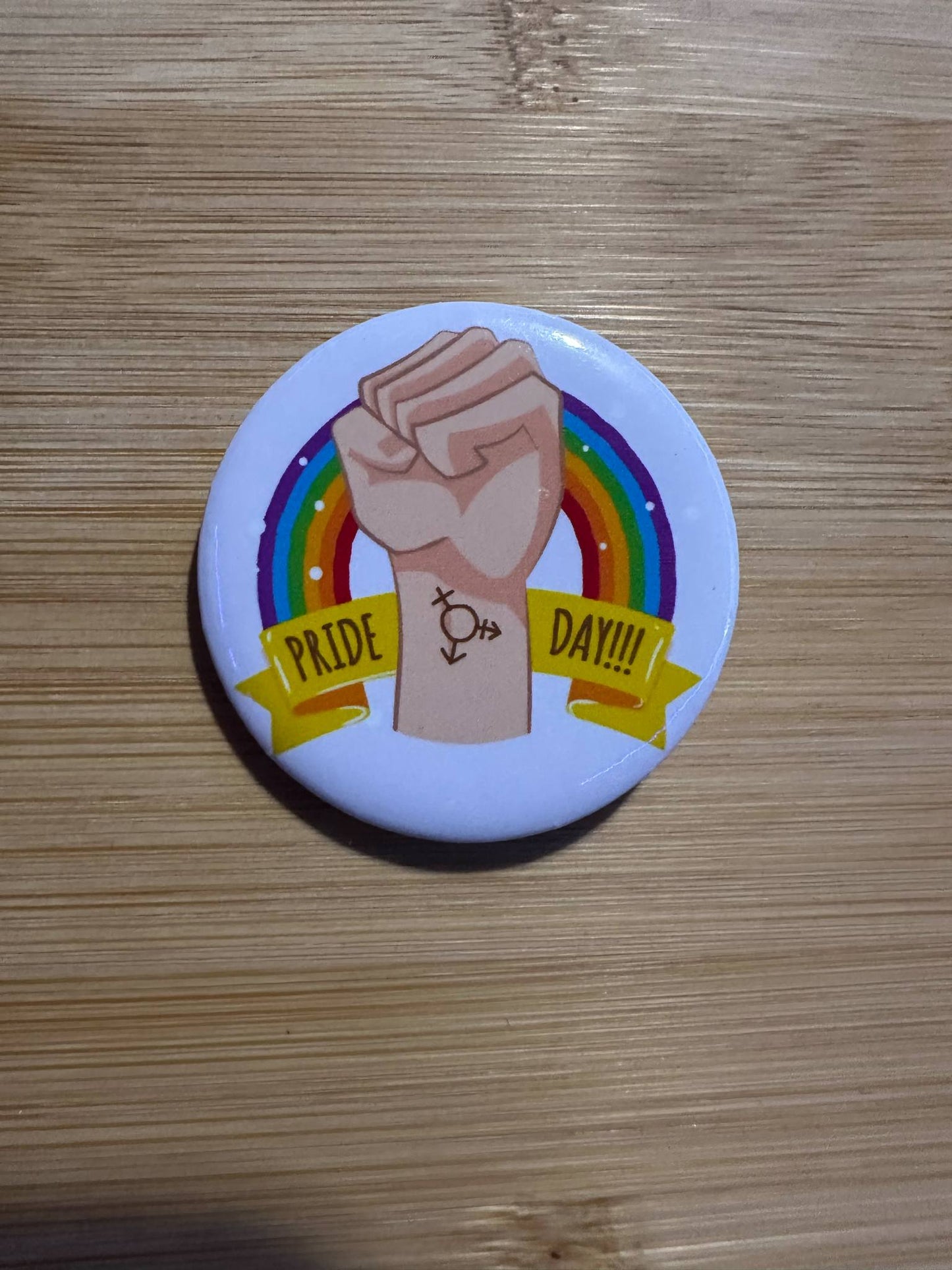Pride Day Fist White Pin