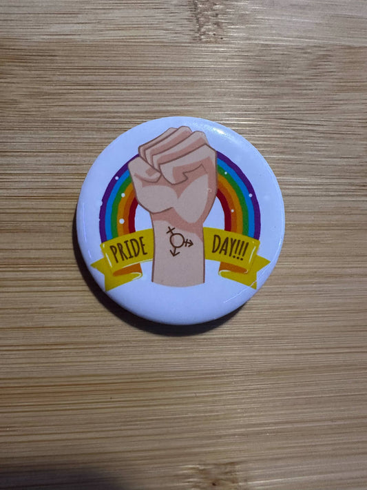 Pride Day Fist White Pin