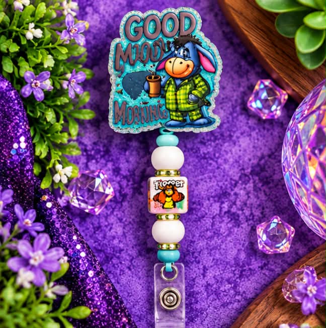 Good Morning Donkey - Beaded Badge Reel
