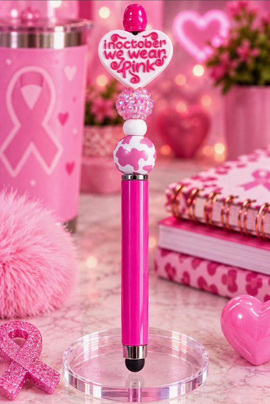 Beaded Styus - Pink Cancer Awareness