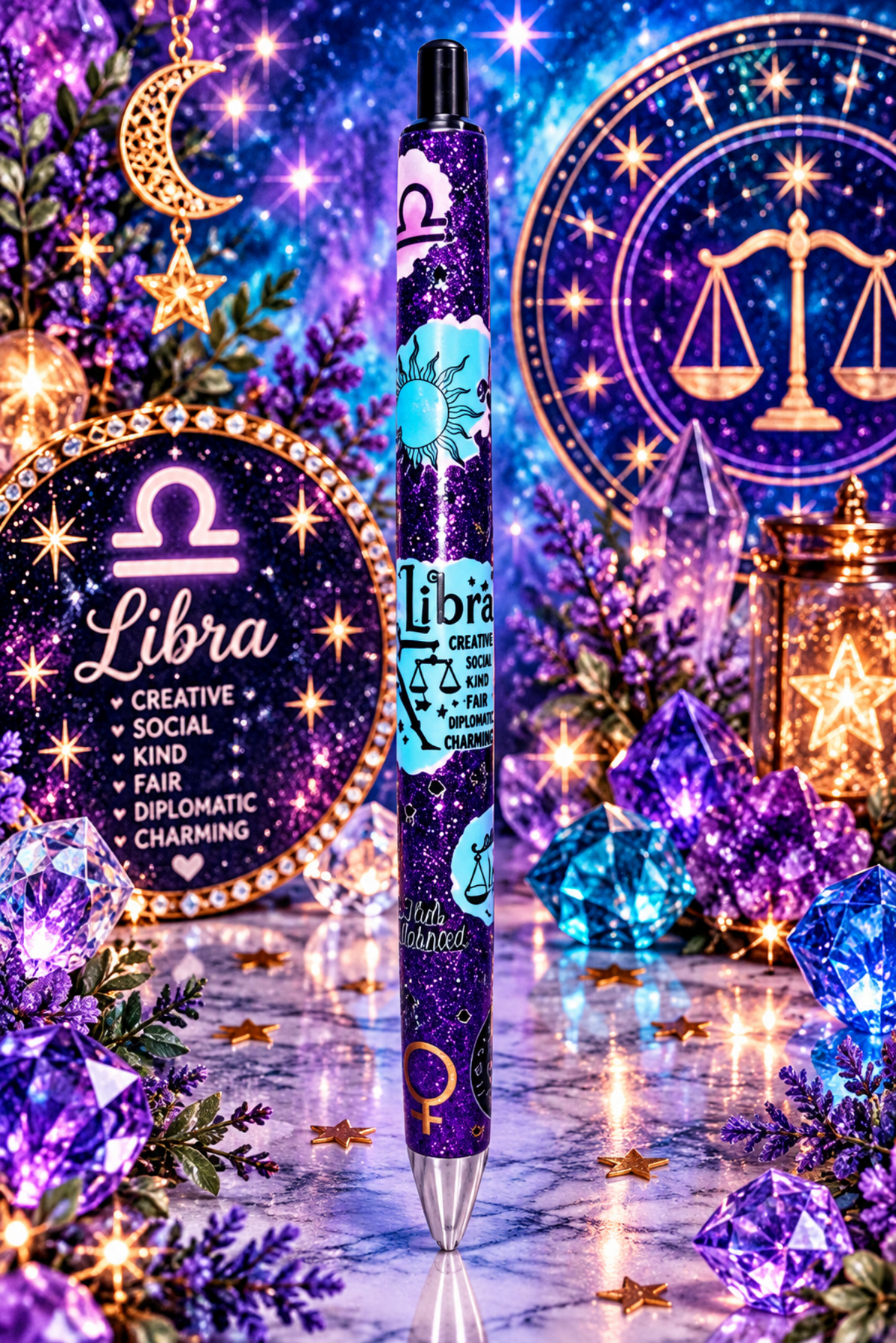 Libra Zodiac - Glitter Pen