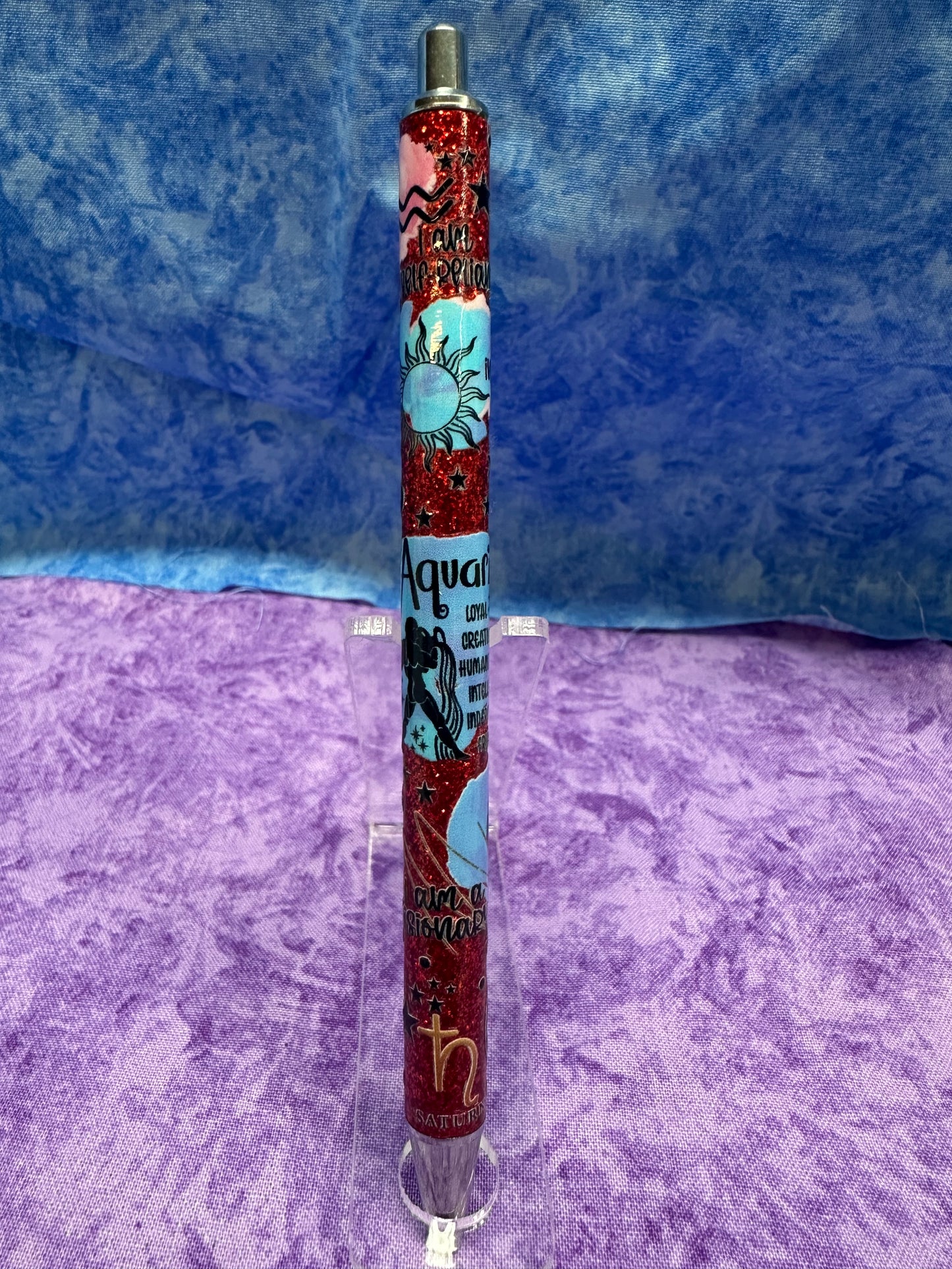Aquarius zodiac  Red - glitter pen