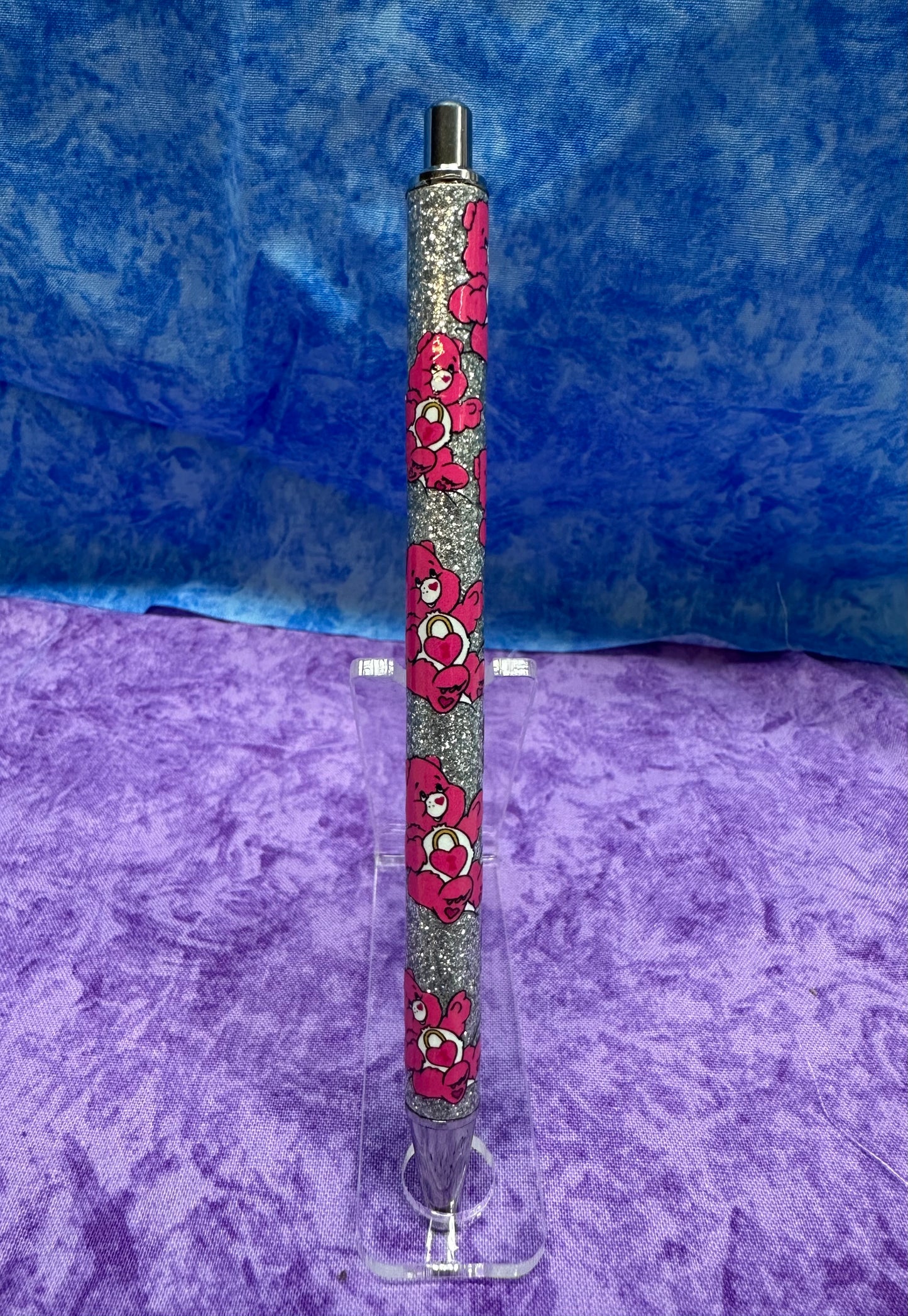 Pink & Silvery Bear - Glittery Pen