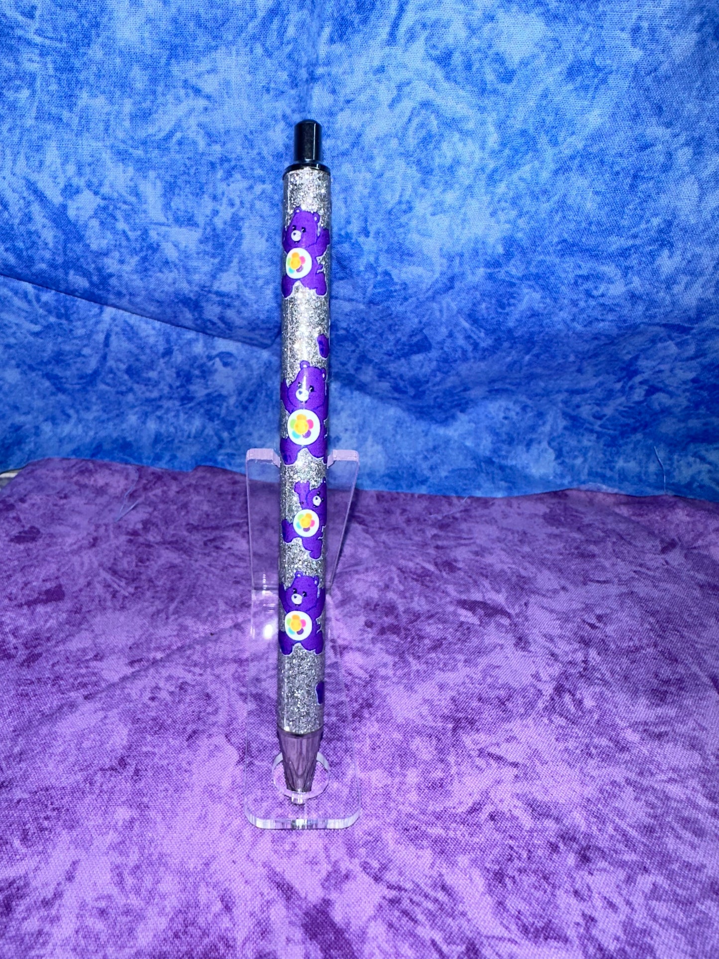 Purple & Silvery Cute Bears - Glittery Pen