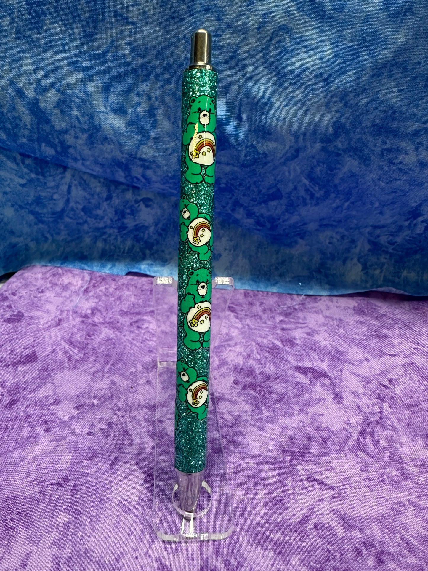 Green Glittery Bear - Glittery Pen