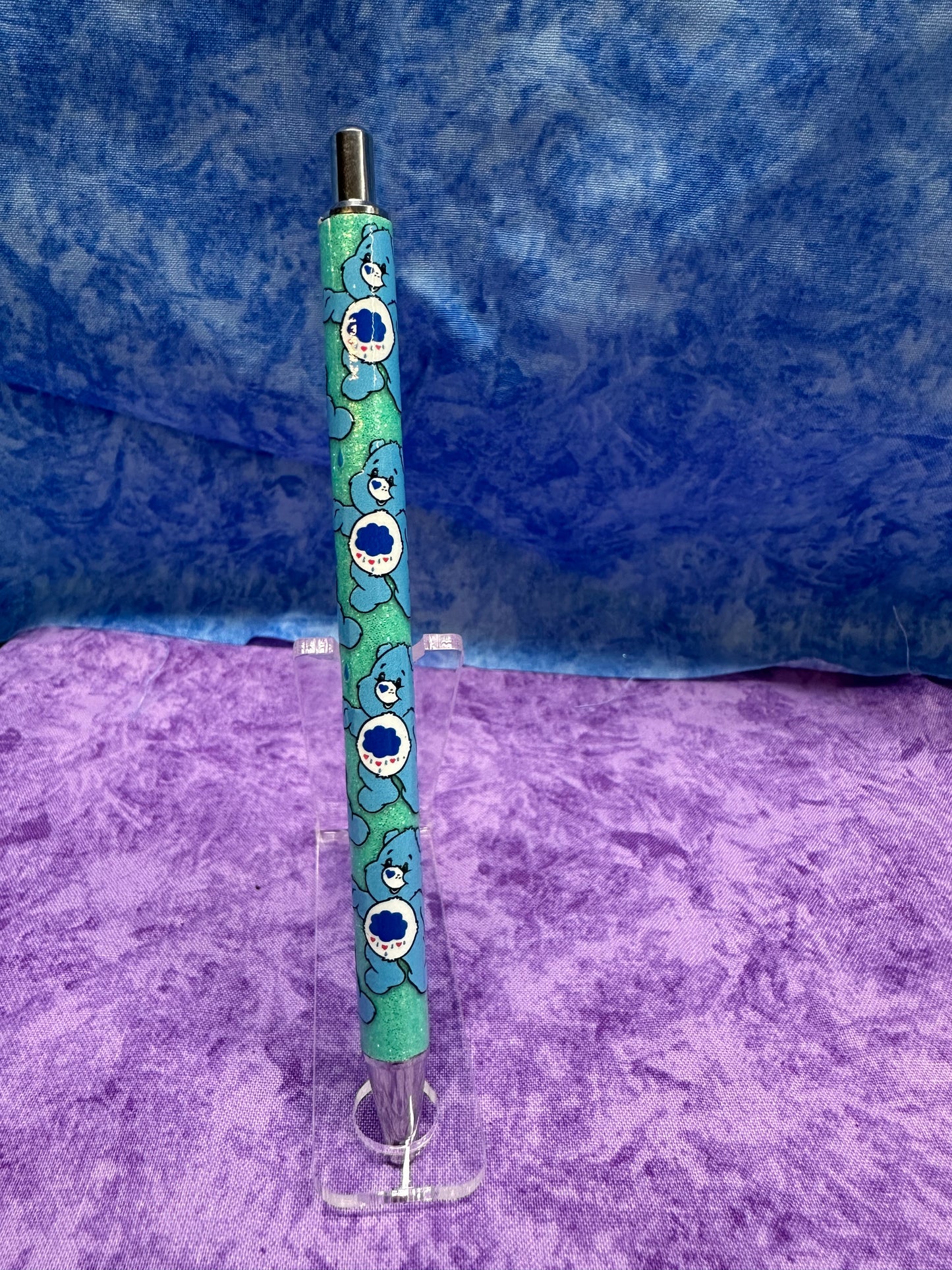 Blue & Green Cute Bear - Glittery Pen