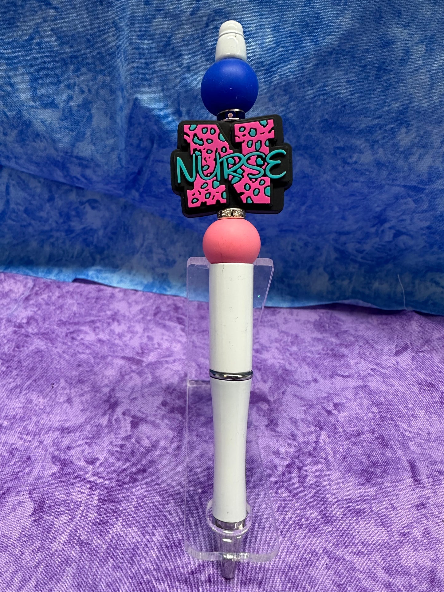 Pink & White Nurse - Beaded Pen