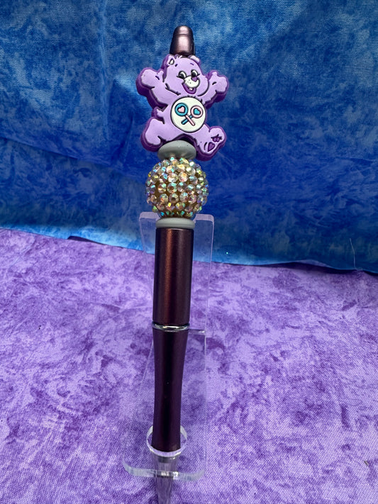 Cute Purple Bear - Beaded Pen