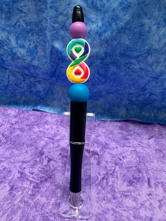 Rainbow Infinity Black - Beaded Pen