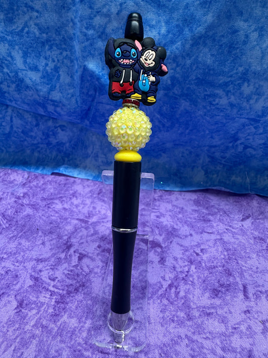 Alien & Mouse Duo Black - Beaded Pen