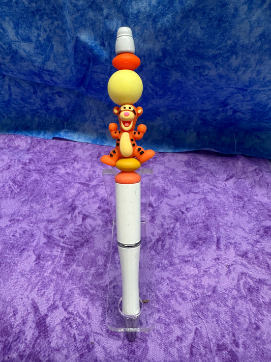 Jumping Tiger White - Beaded Pen
