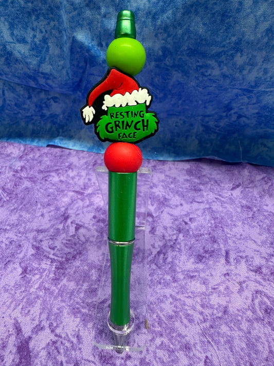 Green Grumpy Guy Christmas Green - Beaded Pen