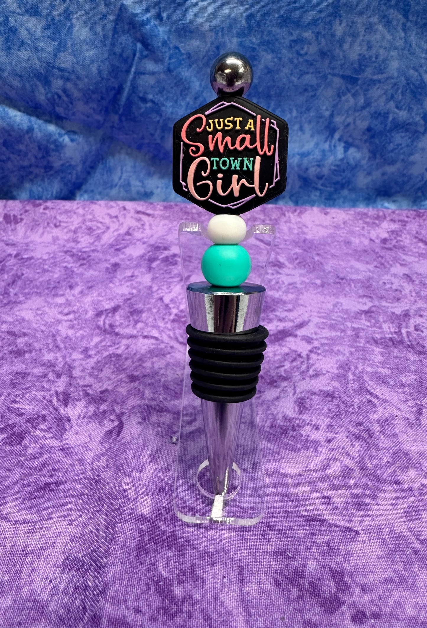 Just a small town girl blue  - wine stopper