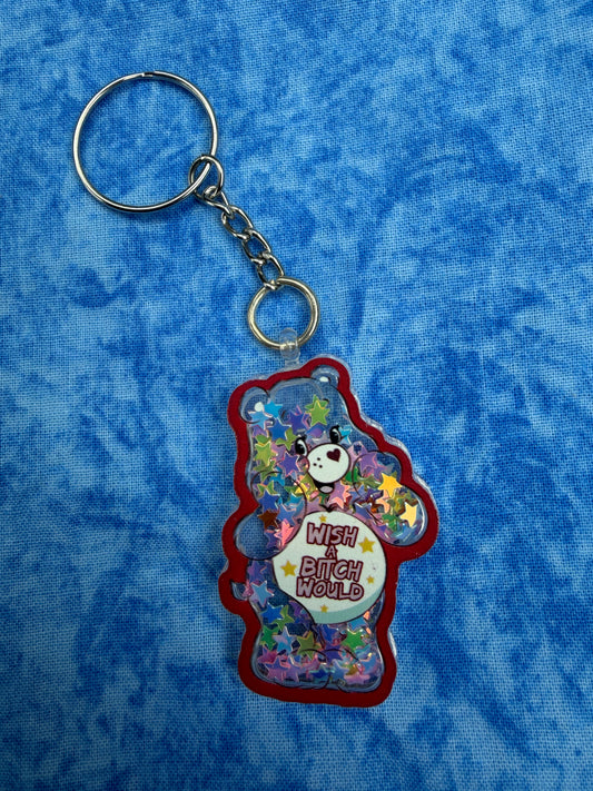 Wish a b*tch would bear  - glitter keychain