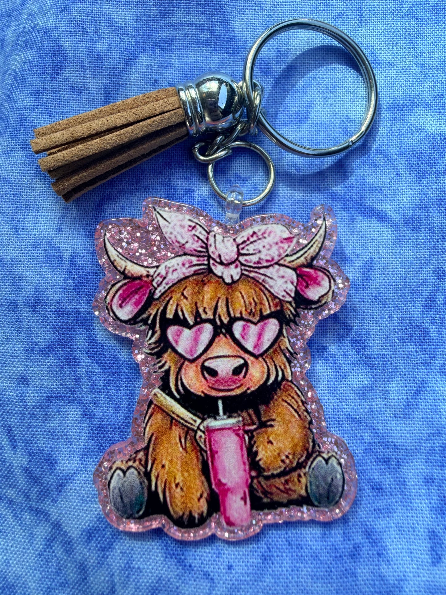 Cute Cow In Pink - Acrylic Keychain