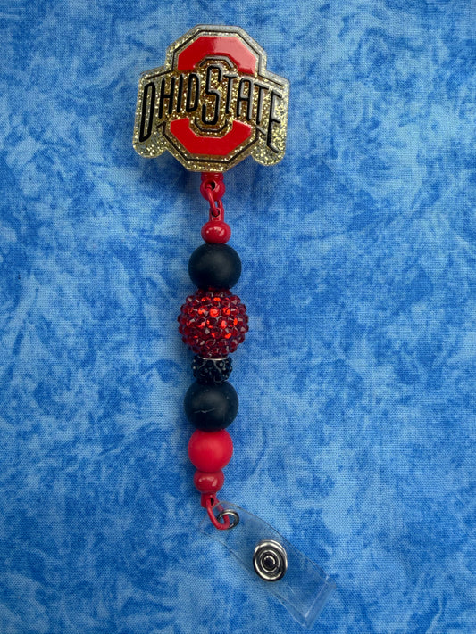 Sports Team Black & Red - Beaded Badge Reel