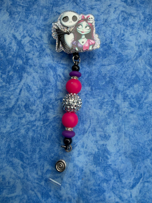 Spooky Sweethearts Couple - Beaded Badge Reel